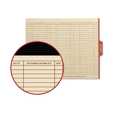 Smead Smead, MANILA OUT GUIDES WITH PRINTED FORM, 1/5-CUT END TAB, OUT, 8.5 X 11, MANILA, 100PK 61910